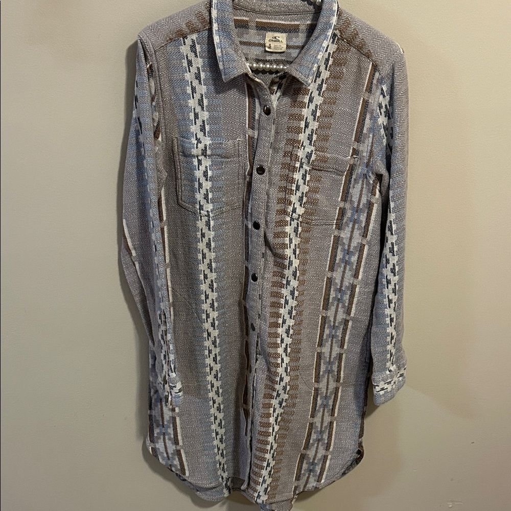 O'Neill Aztec Print Southwestern Shacket Shirt Dress Small